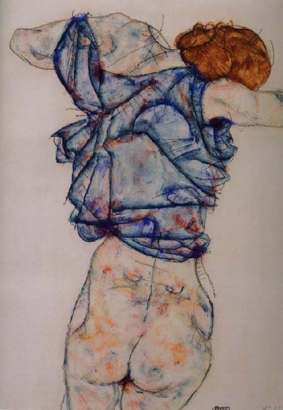 Egon Schiele kvinna under avkladning France oil painting art